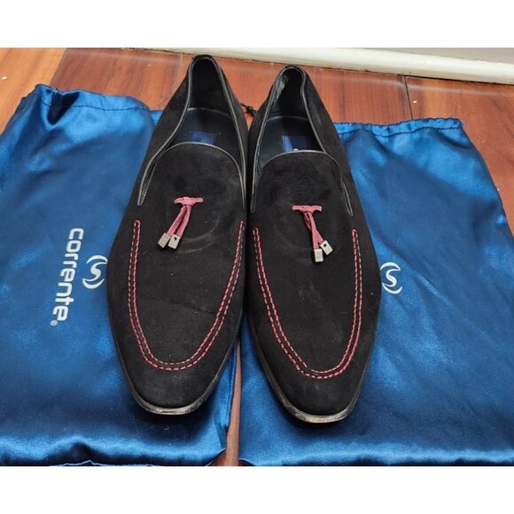 Corrente Pelle line Suede Tassel Loafer   Black + Red Size EU 45 - Picture 4 of 13